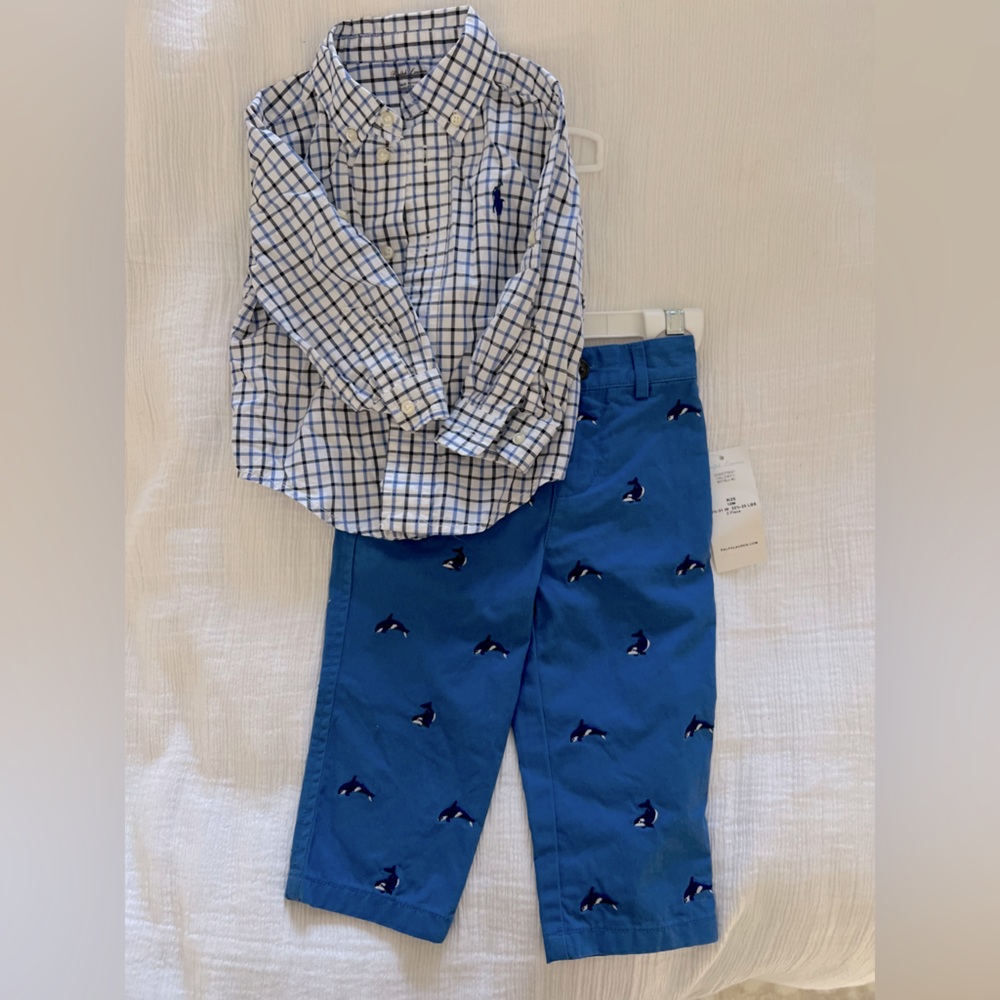 Ralph Lauren Plaid Print and Trouser Set